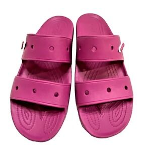 Crocs Classic Slides Sandals Magenta Double Strap Slip On 206761-6SV Men Size 13